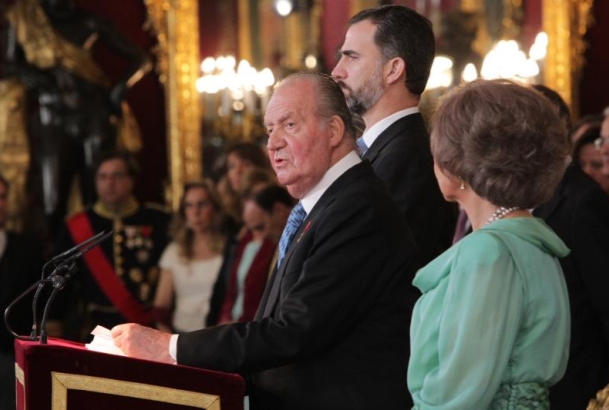Don Juan Carlos durante su intervención en la recepción ofrecida al Cuerpo Diplomático